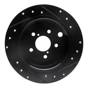 Subaru Crosstrek Brake Rotor (1) - Rear Left - R1 Concepts - Drilled & Slotted - Black - `12-`23